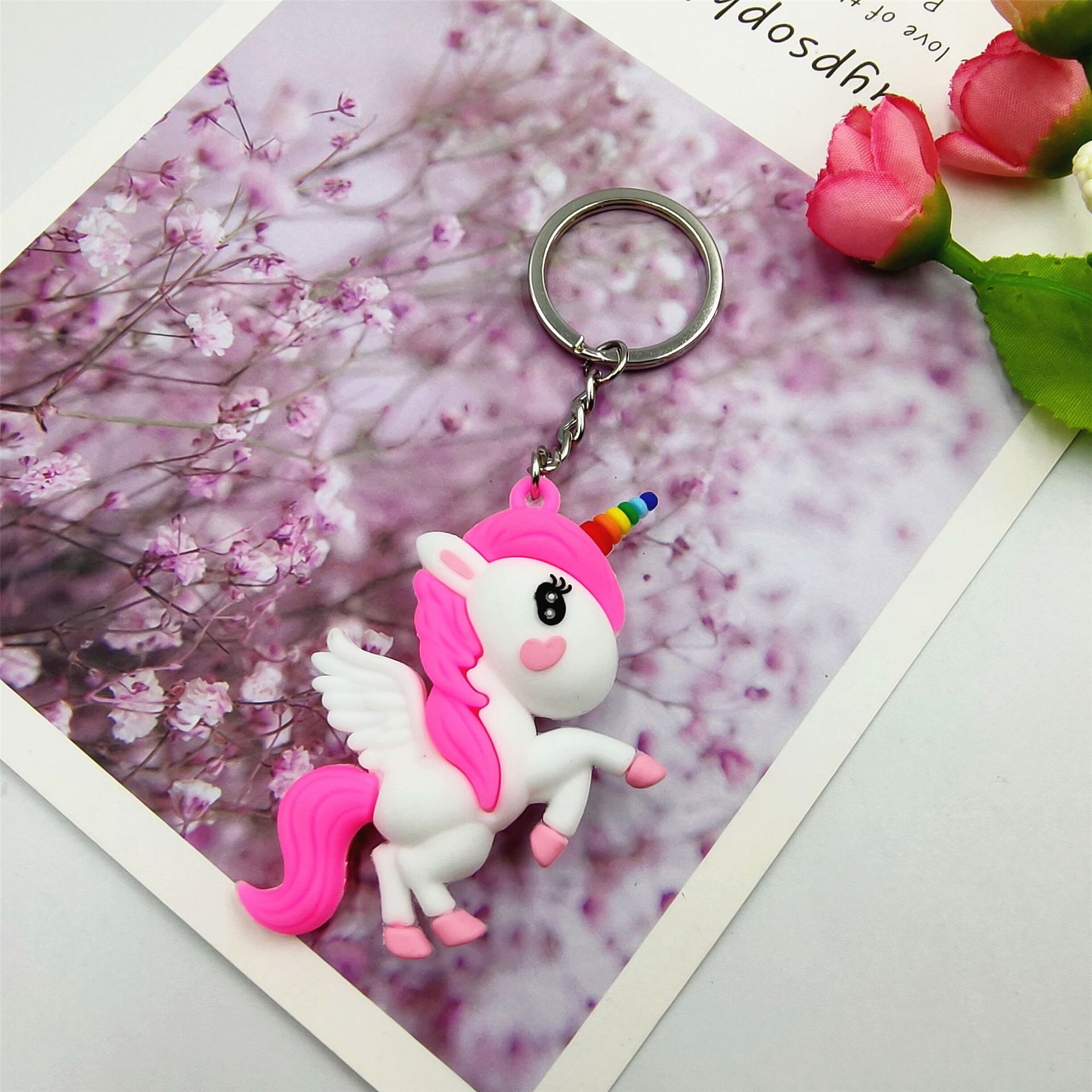 Amazon popular lindo Pegasus unicornio llavero colgante bolso adornos catch muñeca máquina pequeño regalo