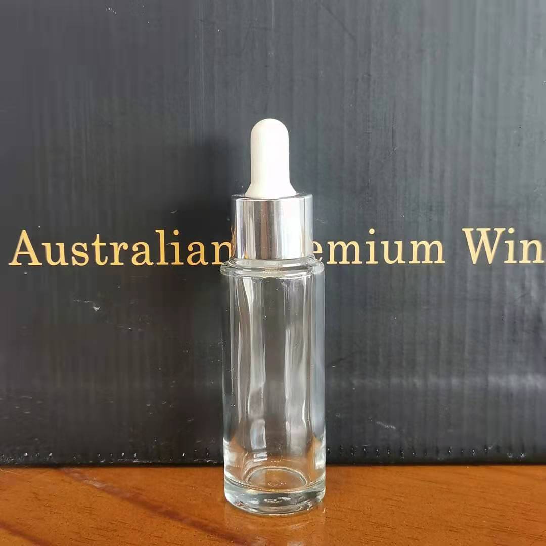 30ml滴管瓶 电化铝盖 亮银 平肩瓶盖子可以换玻璃空瓶透明直径32