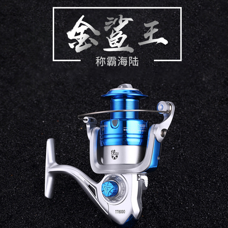 Golden Shark King TT tipo azul 1000-7000 cabeza de plástico rueda giratoria Carrete de pesca Rock Rod rueda de mar rueda de polo carrete de pesca artes de pesca