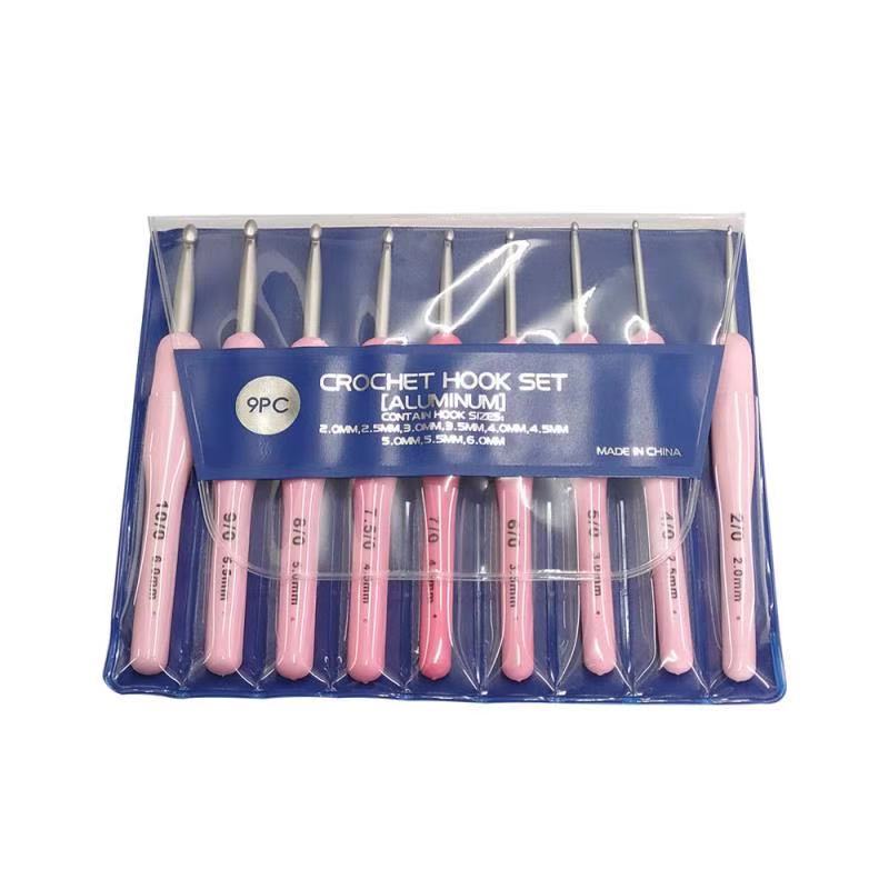 Suéter aguja tejer herramienta gradiente color suave mango plástico ganchillo un conjunto de 8 PU accesorios cinturón embalaje