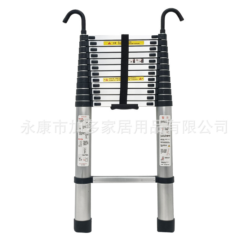 With hook ladder telescopic ladder bamboo household ladder folding ladder lifting staircase thickened aluminum alloy engineering ladder