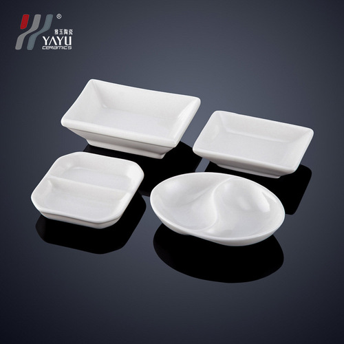Pure White Ceramic Soy Sauce Plate, Minimalist Style Plate, Vinegar Plate Set, Hotel Table Decor, Chaozhou Home Use Condiment Kitchen Wholesale