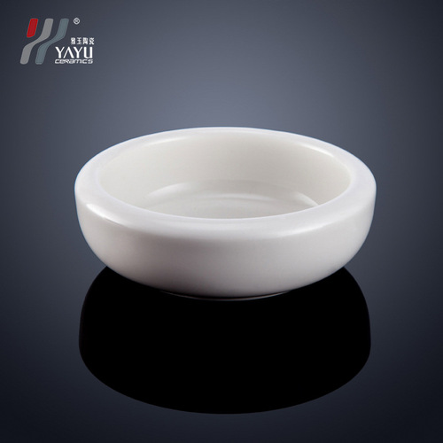Pure White Ceramic Soy Sauce Plate, Minimalist Style Plate, Vinegar Plate Set, Hotel Table Decor, Chaozhou Home Use Condiment Kitchen Wholesale