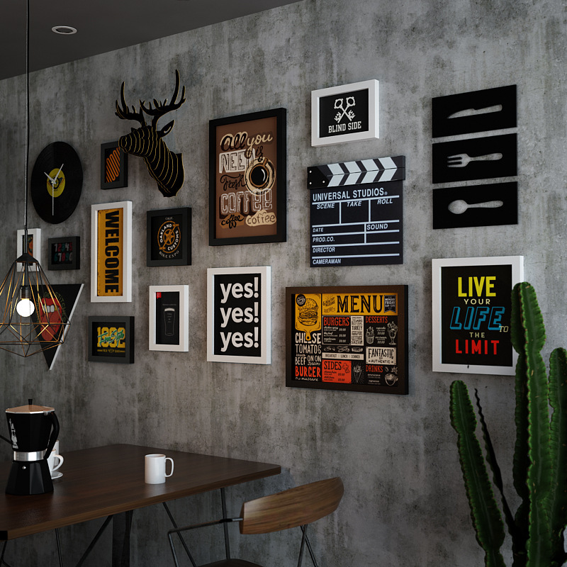 Polymer_KF03 retro creative cafe decorative painting leisure area wall decoration combination photo frame accessories photo wall Polymer_KF03 retro creative cafe decorative painting leisure area wall decoration combination photo frame accessories photo wall