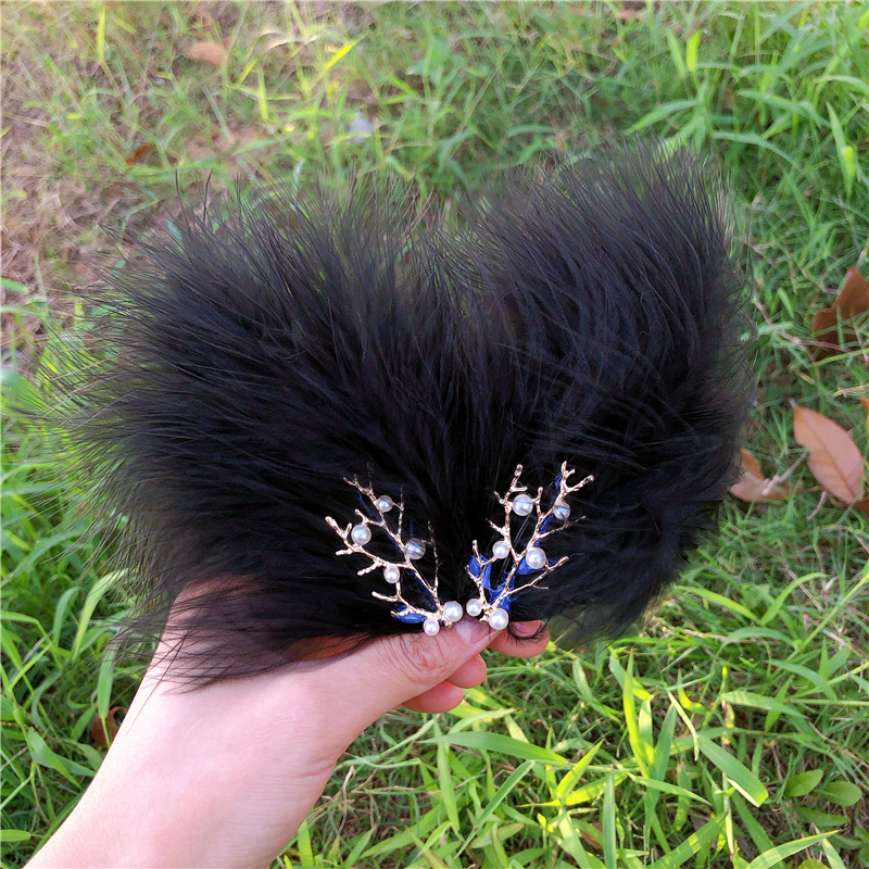Tocado de plumas horquilla Mori Hada clip lateral chica estudiante Hanfu accesorios para el cabello Internet celebridad Hada piel horquilla al por mayor