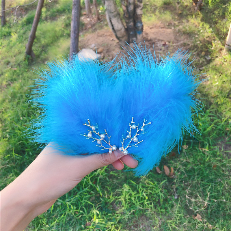 Tocado de plumas horquilla Mori Hada clip lateral chica estudiante Hanfu accesorios para el cabello Internet celebridad Hada piel horquilla al por mayor