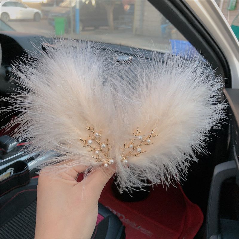 Tocado de plumas horquilla Mori Hada clip lateral chica estudiante Hanfu accesorios para el cabello Internet celebridad Hada piel horquilla al por mayor