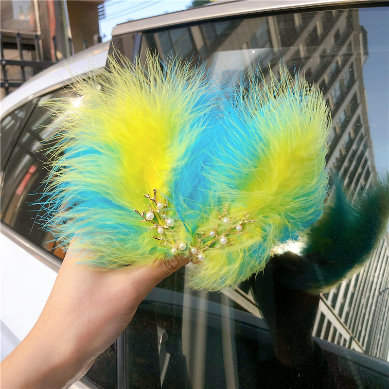 Tocado de plumas horquilla Mori Hada clip lateral chica estudiante Hanfu accesorios para el cabello Internet celebridad Hada piel horquilla al por mayor