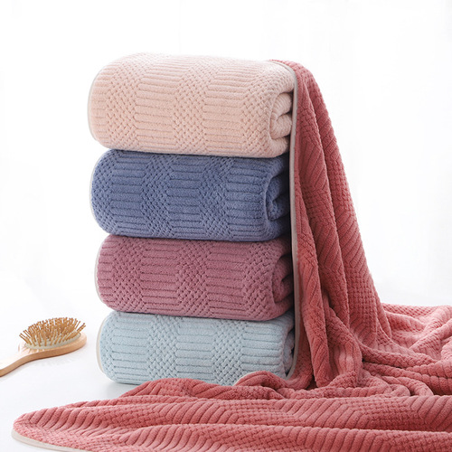 Thickened auspicious pattern coral velvet large bath towel for household adult bathing wrap absorbent quick-drying beach towel manufacturer wholesale