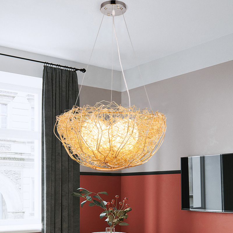 Nido de pájaro de la lámpara lámparas de arte personalizado bar creativo Cafetería Restaurante lámpara Nordic dormitorio acogedor romántico araña