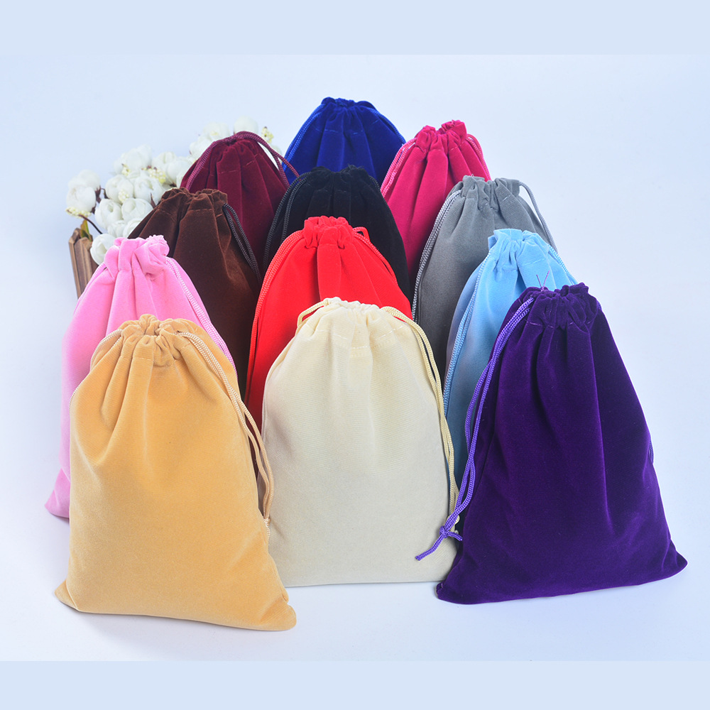 厂家现货绒布袋束口抽绳收纳袋 大小号植绒布袋可印LOGO