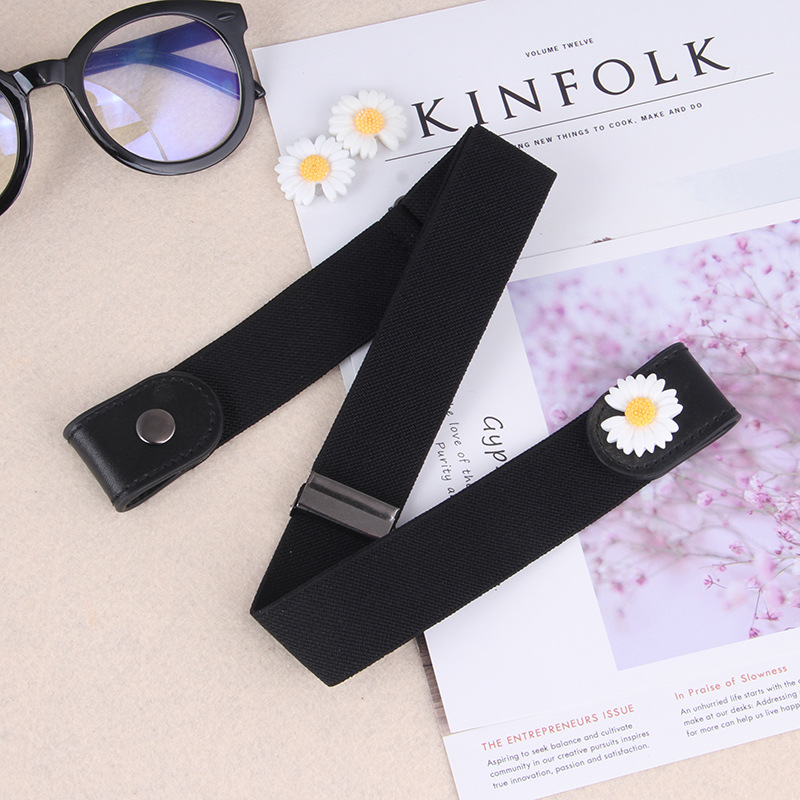 Correa de las mujeres TikTok estilo coreano invisible sin costuras perezoso pantalones cinturón versátil elástico jeans cinturón Internet celebridad