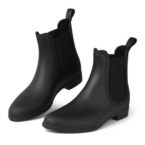 Fashion Chelsea Low Top Rain Boots for Women, Rubber Rain Shoes, Water Shoes, Plastic Water Boots, Kitchen Rain Boots, Adult Slip-On Shoes