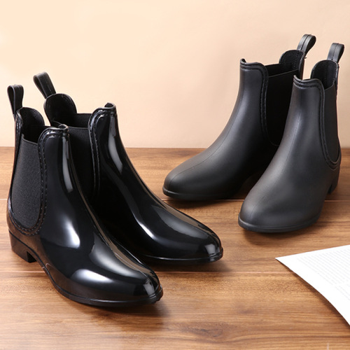 Fashion Chelsea Low Top Rain Boots for Women, Rubber Rain Shoes, Water Shoes, Plastic Water Boots, Kitchen Rain Boots, Adult Slip-On Shoes
