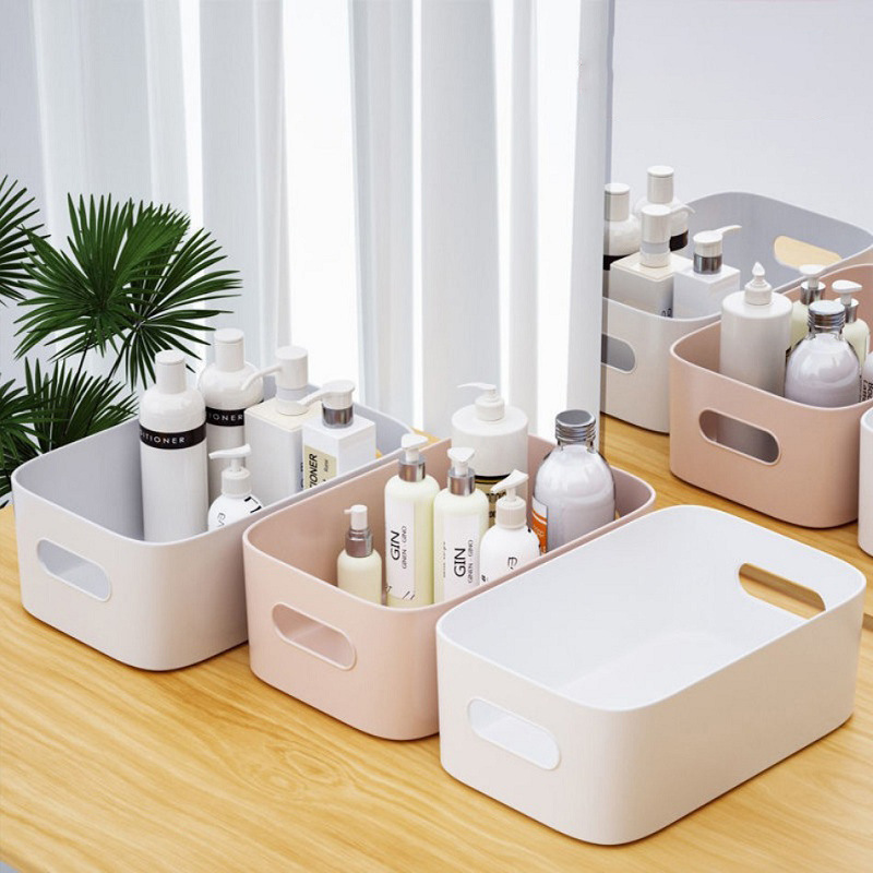 Estilo nórdico organización cesta de almacenamiento de plástico baño cocina baño cesta de almacenamiento de escritorio Varios cesta de almacenamiento