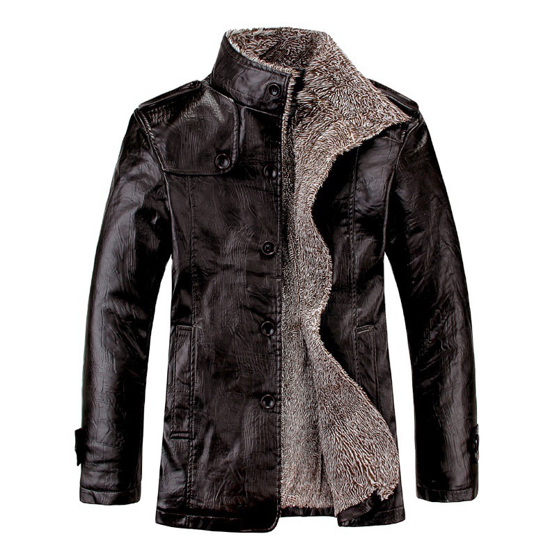 Spot cross-border large size leather men's coat autumn and winter lapel fur jacket dad leather jacket 7XL8XL