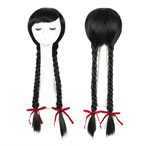 Fashion retro extended length oblique bangs braided ponytail full headdress Tiemei drama stage performance COS wig