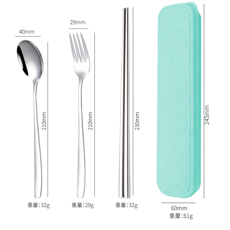 304 젓가락, 숟가락, 포크 녹색 상자
