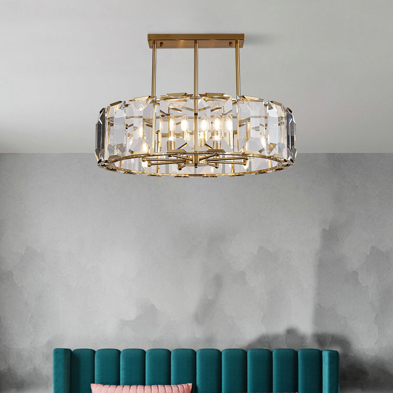 后现代简约创意个性不锈钢水晶吊灯北欧家具卧室别墅客厅餐厅吊灯