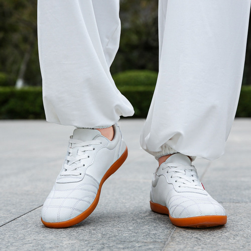 Chenjiagou Tai Chi Women's Soft Leather Cowhide Sole Martial Arts Training Shoes Men's Breathable Tai Chi Practice Shoes Sports Shoes