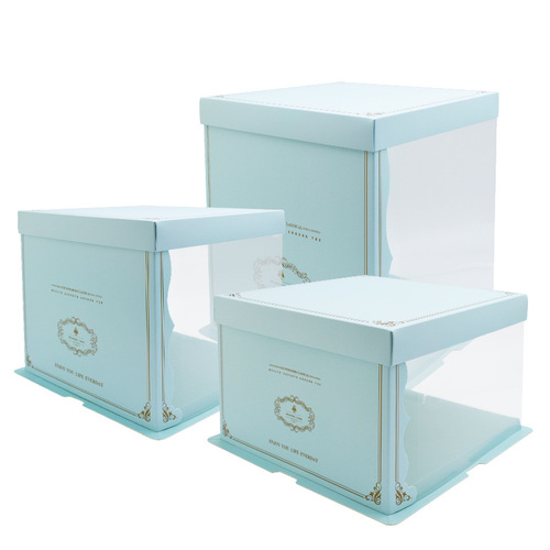 New internet celebrity Barbie translucent cake box 6/8/10/12 inch heightened birthday cake baking packaging box