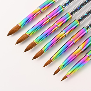 Colorful gradient pouring drill mink hair nail brush nail brush new single head beginner nail brush nail brush wholesale