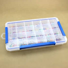 三面扣大号24格透明塑料盒有盖可拆玩具收纳盒子电子元件整理盒子