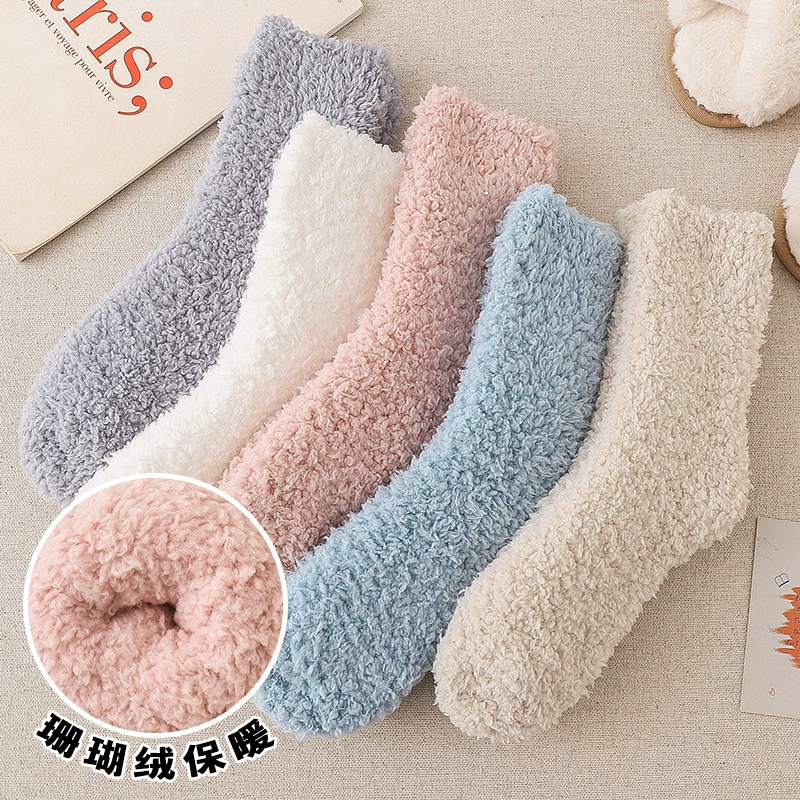 dtmuu/ Velvet Knee Socks – тёплые зимние флисовые носки, One Size 35-39, Розовый, Белый, Синий, Хаки, Светло-серый