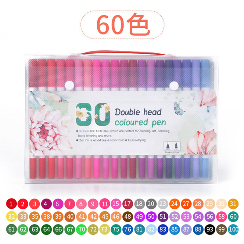 Cross-border 168-color doble cabeza marca acuarela pluma 80-color estudiante pintura de los niños marca pluma traje lavable suave cabeza