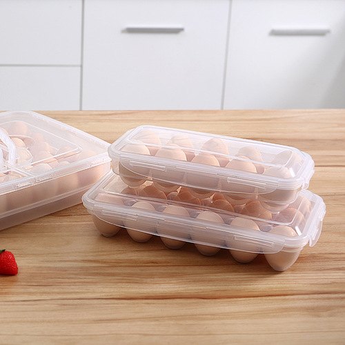 Egg Carton Refrigerator Egg Storage Box Household Preservation Storage Box Kitchen Multi-Compartment Egg Box with Handle Multi-Level Tray
