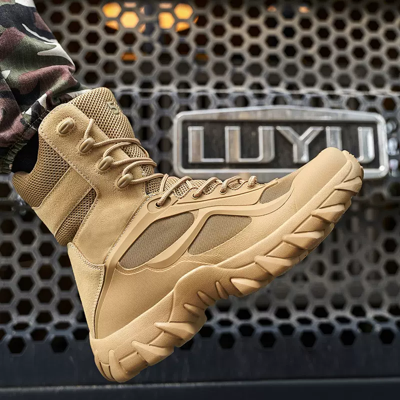 2025跨境大码高帮军靴男户登山鞋工种兵战术作战靴沙漠工装靴厂家