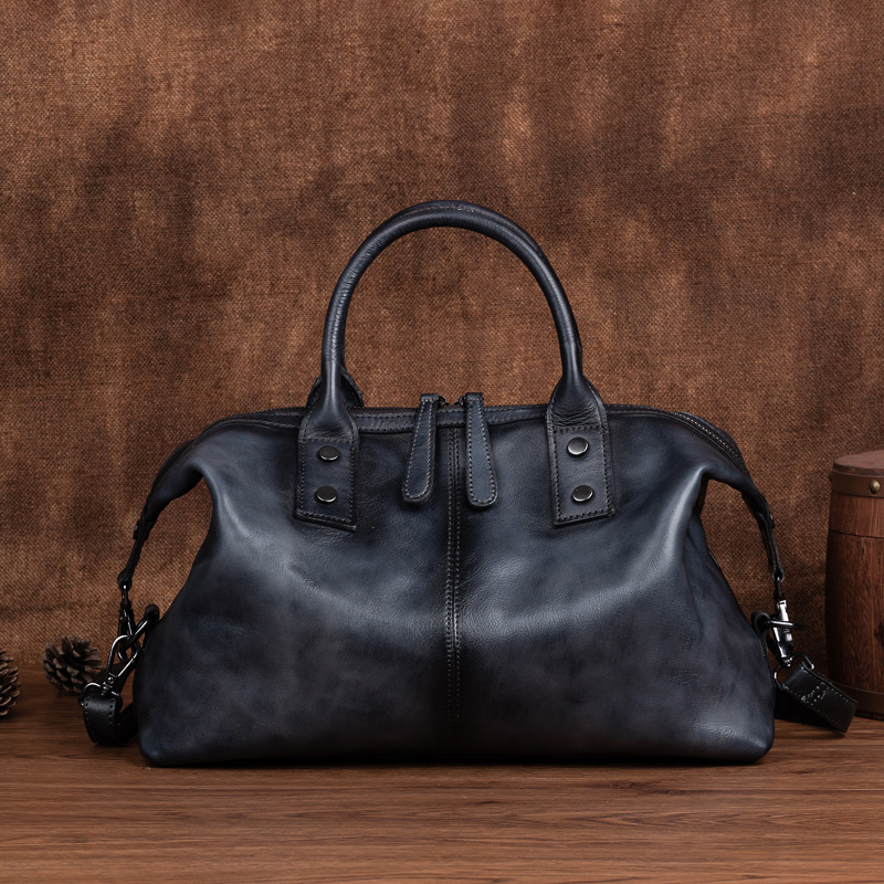 2025 New European And American Retro Women's Handbag Top Grain Cowhide Leather Shoulder Bag Crossbody Bag Large Capacity - Thumbnail 2