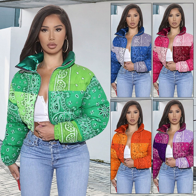 G8079 европейские и американские трансграничные поставки, цветок кешью, женская модная Повседневная зимняя новая одежда с хлопковой подкладкой, одежда для хлеба