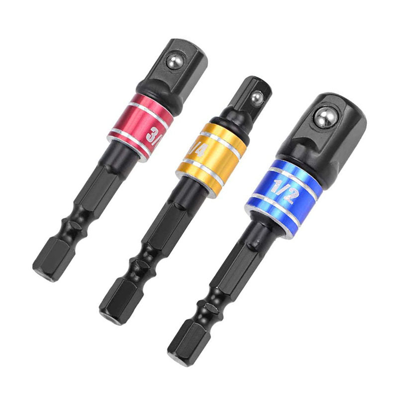 3 unids color bola de acero varilla de conexión eléctrica llave herramienta de conversión traje cuadrado adaptador varilla mano taladro varilla de conexión