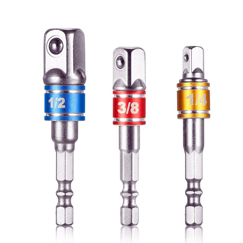 3 unids color bola de acero varilla de conexión eléctrica llave herramienta de conversión traje cuadrado adaptador varilla mano taladro varilla de conexión
