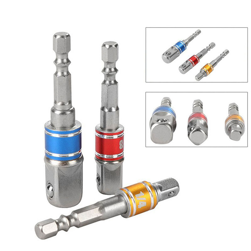 3 unids color bola de acero varilla de conexión eléctrica llave herramienta de conversión traje cuadrado adaptador varilla mano taladro varilla de conexión