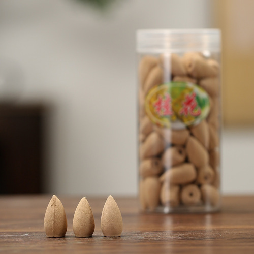 Factory-direct backflow incense sticks—new design, large plastic container, 80-count flow-scented sandalwood fragrance, perfect for indoor tower-style aromatherapy.