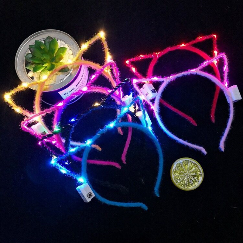 New Year's Toys Stall Small Gifts Luminous Toys Internet Popular Cat Ear Hair Hoop Gold Silk Children's Night Market Stall Toys