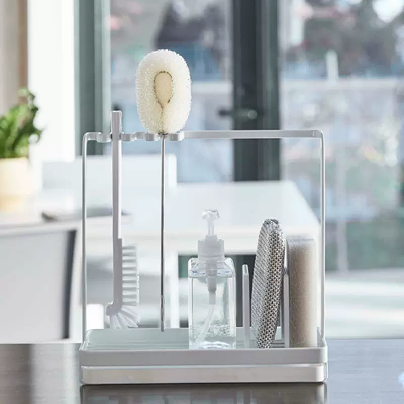 日式懒人抹布桌面置物架厨房海绵清洁用品沥水架刷碗挂架化妆收纳
