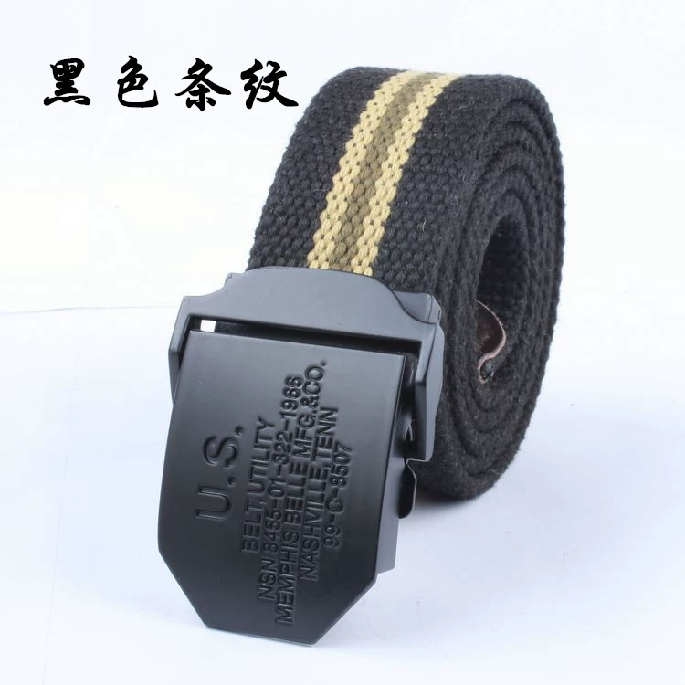 Men's black cloth woven travel adjustable belt