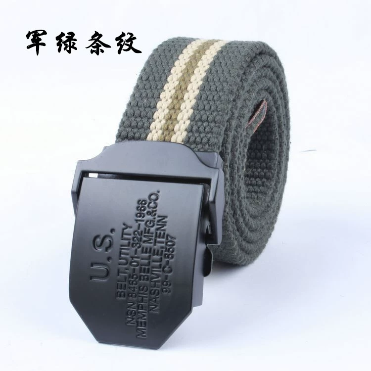 Men's black cloth woven travel adjustable belt