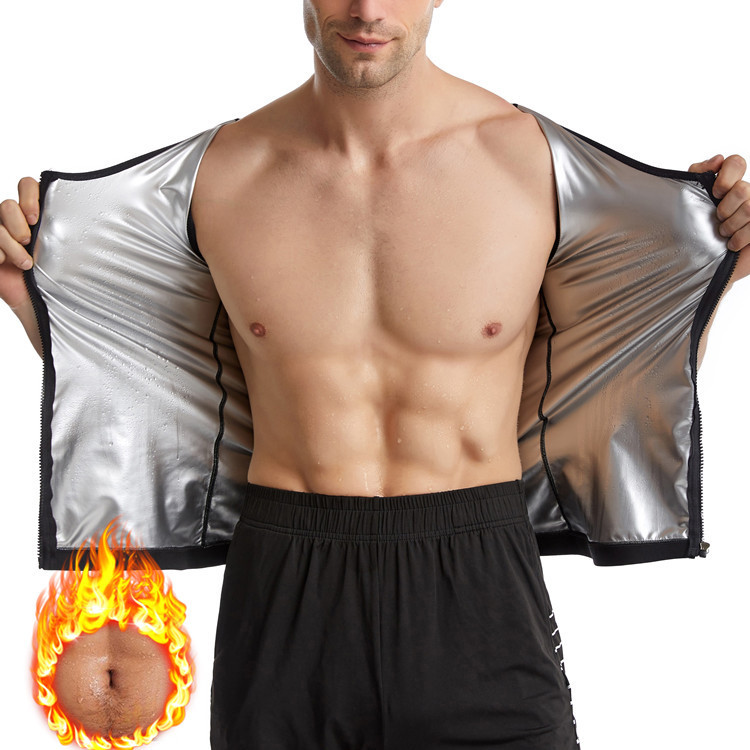 Amazon Fitness Sports Shaper Fast Sweat Corset Silver-coated Men's Sweat Suit Abdomen-tucking Sauna Vest