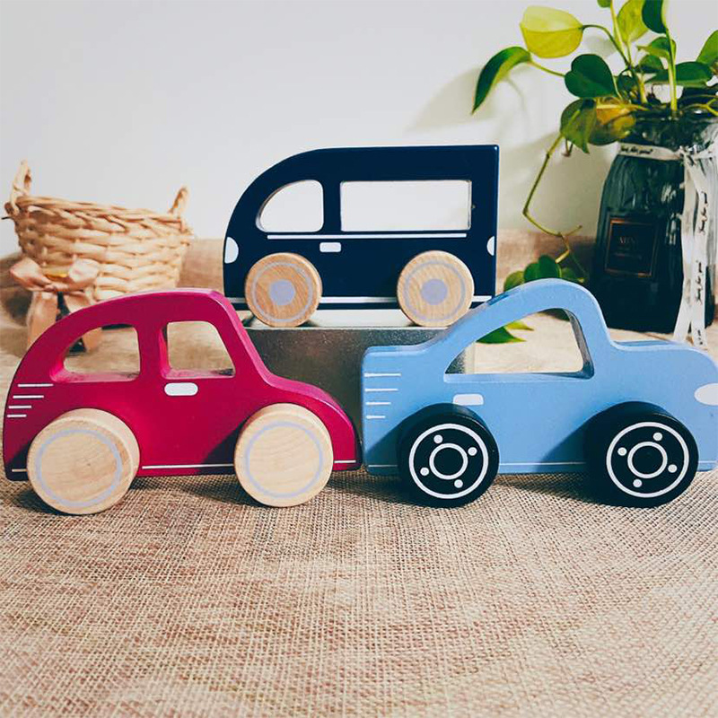 精品婴幼儿原木宝宝小车实木优质儿童益智玩具积木手推车环保安全