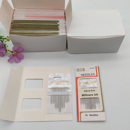Factory Direct Sale 16-Piece Gold-Tipped Hand-Stitched Embroidery Needles Fine Carbon Steel Hand-Stitch Needles Cross-Stitch Needles and Threads