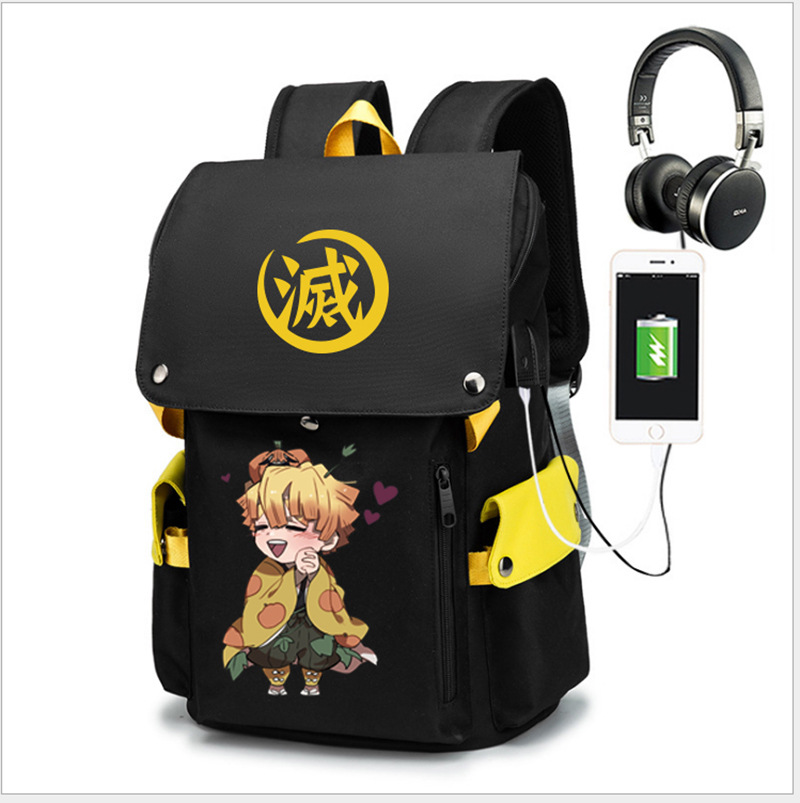 Anime periférico Ghost Blade carbón Zhilang Junior High School mochila antirrobo mochila Oxford tela resistente al desgaste bolso de los hombres