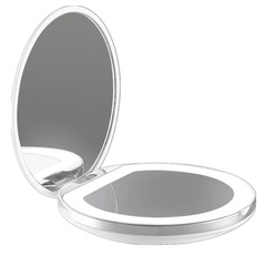 跨鏡LED化妝鏡圓形化妝鏡帶燈化妝鏡手持鏡子便攜摺疊補光補妝鏡