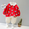 Children's set suitable for men and women, cartoon top, overall, autumn, children's clothing, Korean style