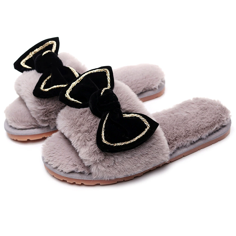 Элегантные тапочки хлопка плюша банта желают Амазонки самые лучшие продавая тапочки элегантных дам домашние не-выскальзывания внешние