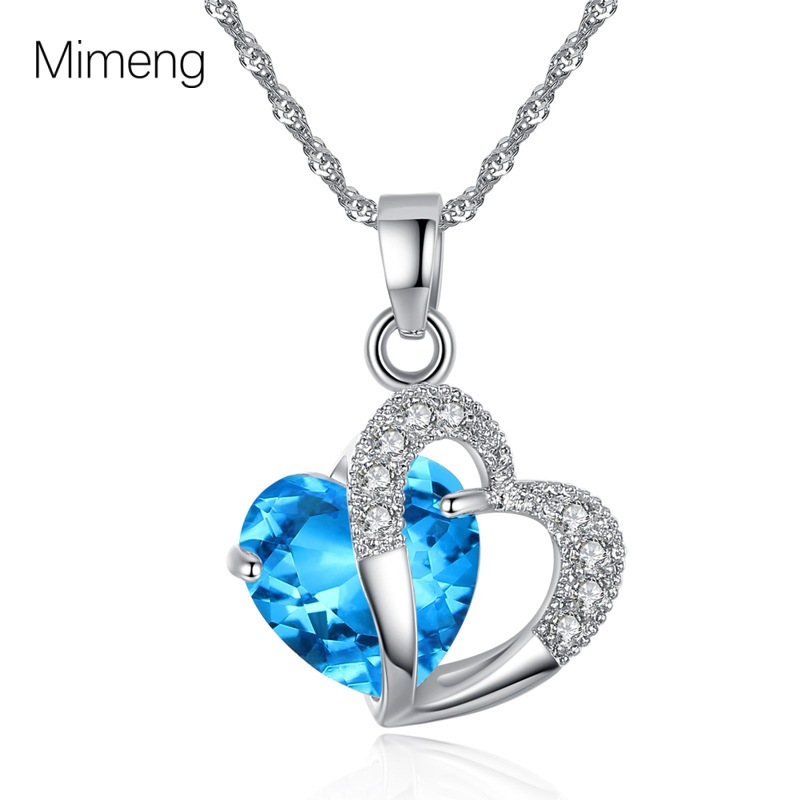 韩国彩色水晶锆石吊坠项链女跨境新品轻奢简约时尚高级感锁骨链