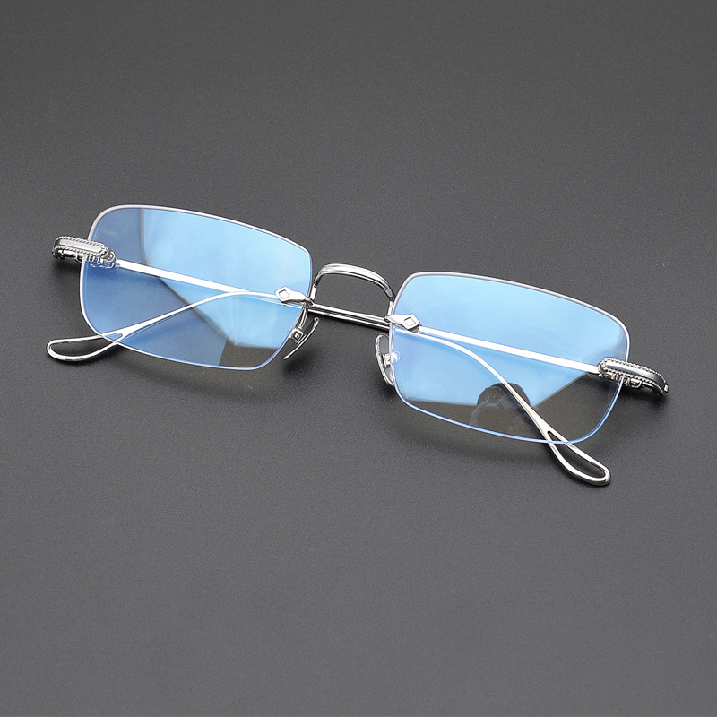 Versatile Minimalist Frameless Pure Titanium Prescription Frames, Same Style As Wang Yibo's, Ultra-light Finished Optical Eyeglass Frames For_voghion.com